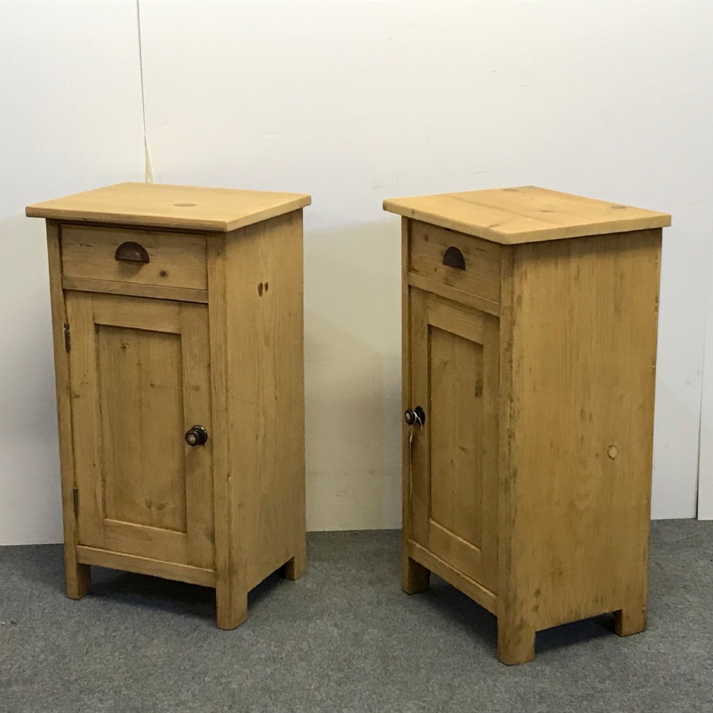 PAIR OF 1920'S OLD PINE  BEDSIDE CUPBOARDS   View III