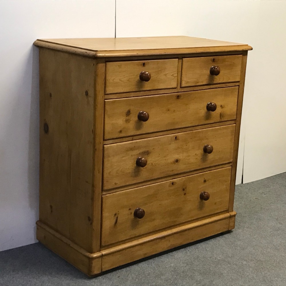 POLISHED VICTORIAN PINE CHEST OF DRAWERS  View II