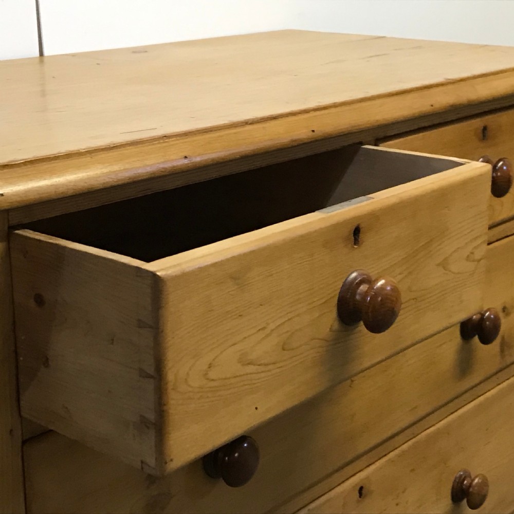 POLISHED VICTORIAN PINE CHEST OF DRAWERS  View V