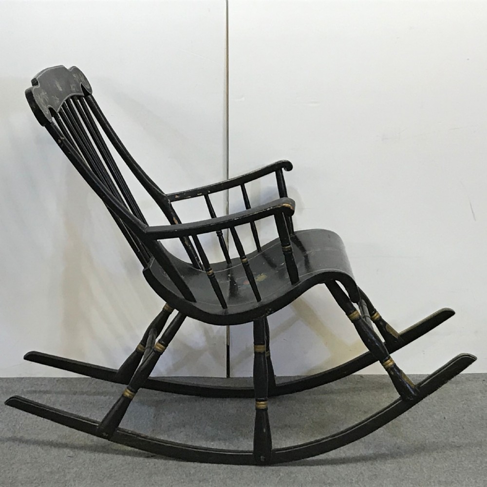 Swedish 6 Legged Painted Antique Rocking Chair  View II