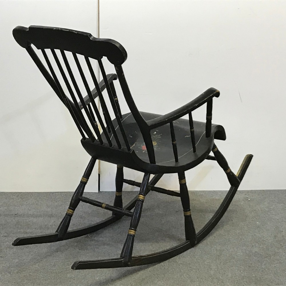 Swedish 6 Legged Painted Antique Rocking Chair  View III