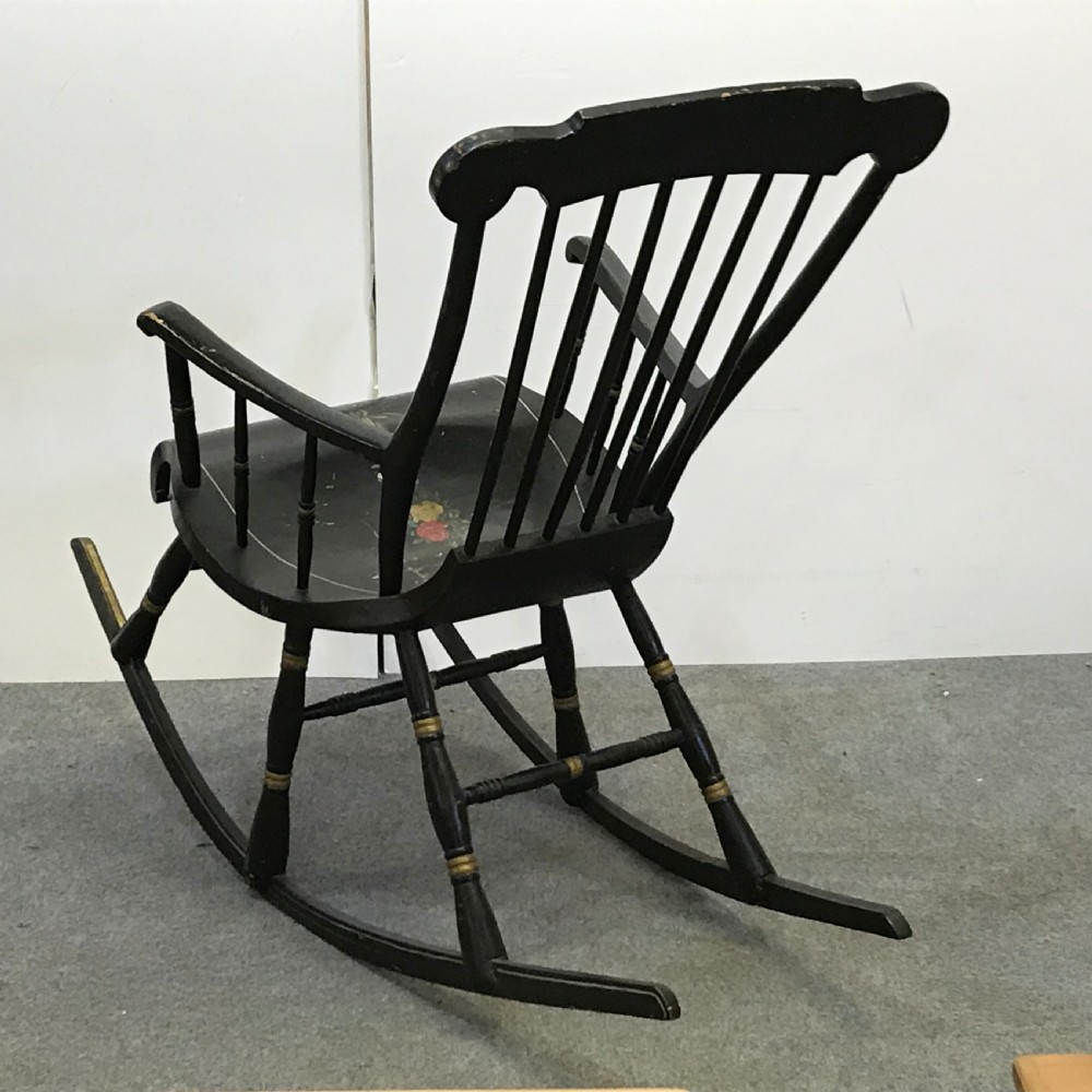 Swedish 6 Legged Painted Antique Rocking Chair  View IV