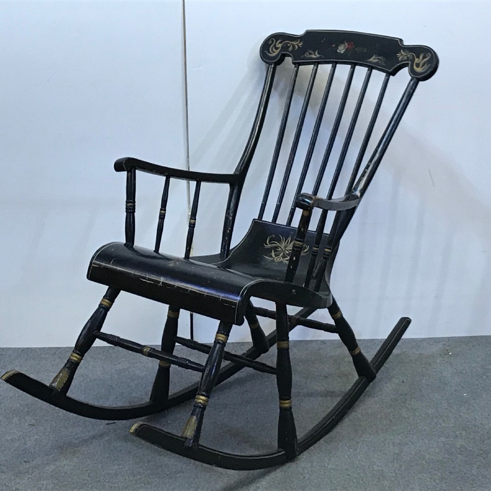 Swedish 6 Legged Painted Antique Rocking Chair  View VI