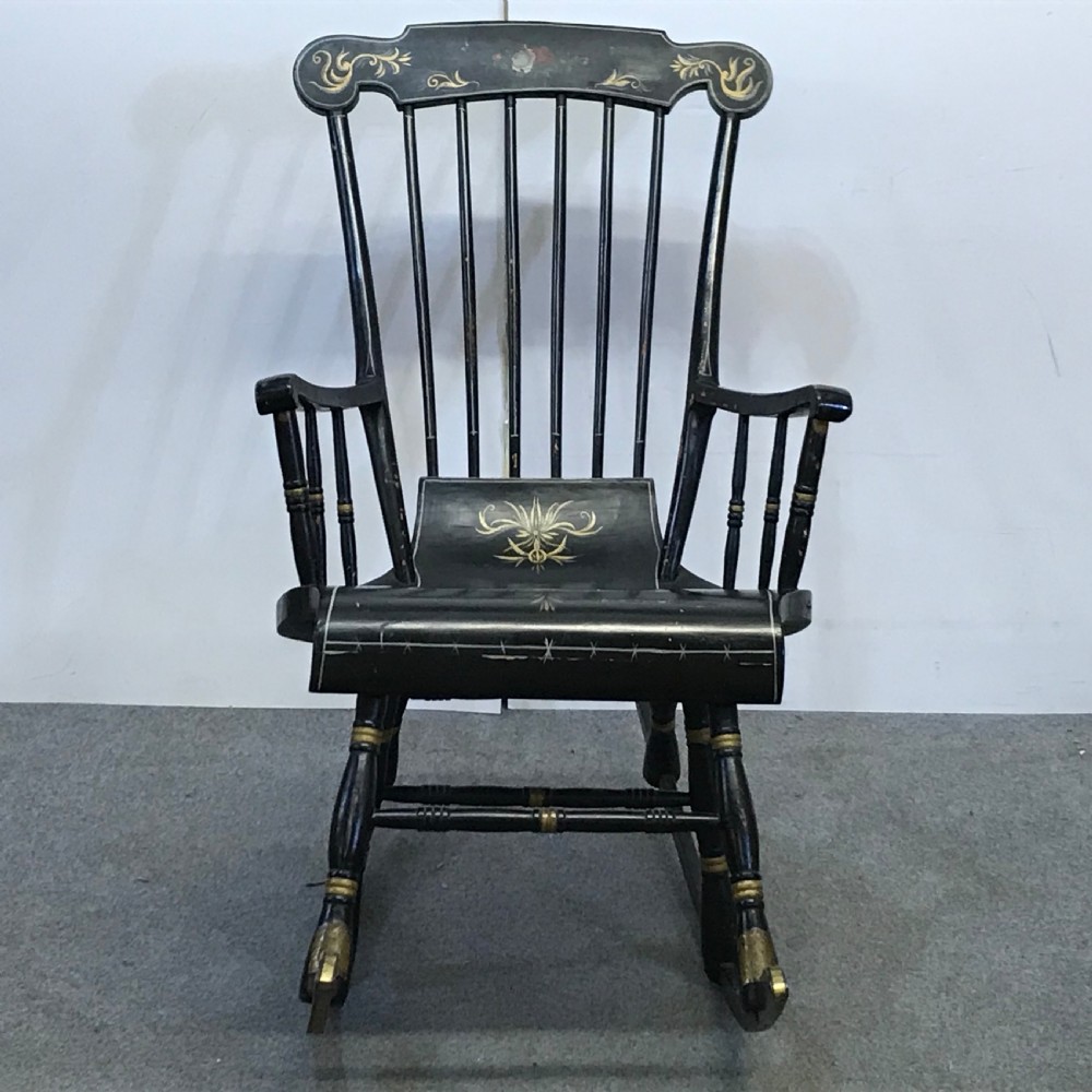 Swedish 6 Legged Painted Antique Rocking Chair  View VII