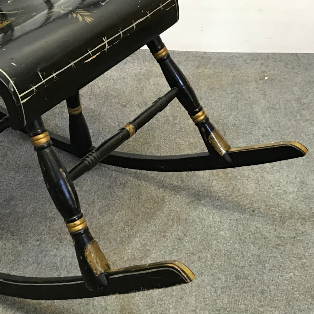 Swedish 6 Legged Painted Antique Rocking Chair  View VIII