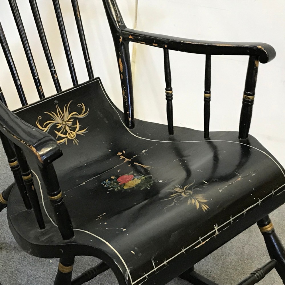 Swedish 6 Legged Painted Antique Rocking Chair  View IX