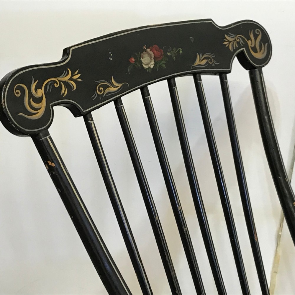 Swedish 6 Legged Painted Antique Rocking Chair  View X