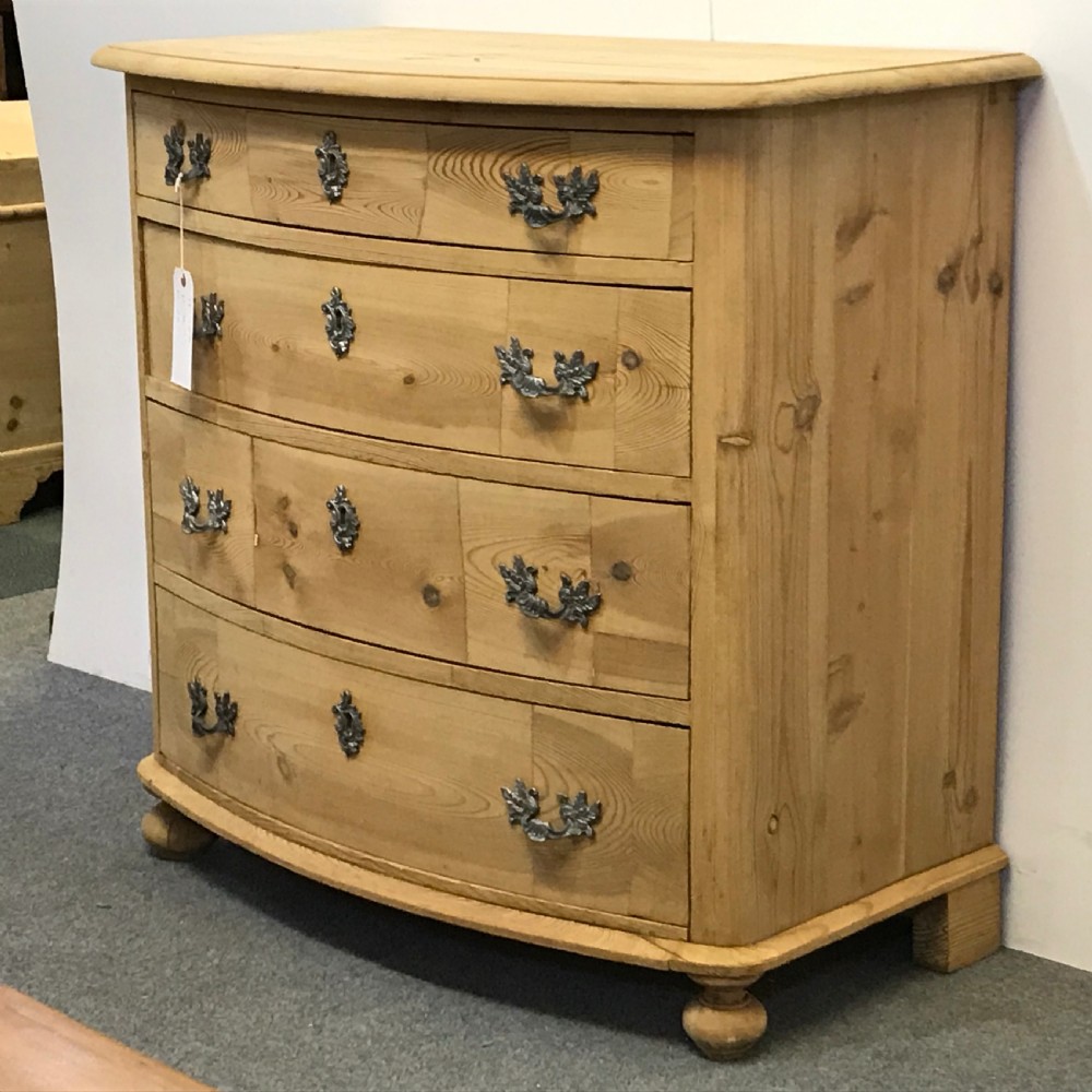 BOW FRONTED ANTIQUE PINE CHEST OF DRAWERS View IV