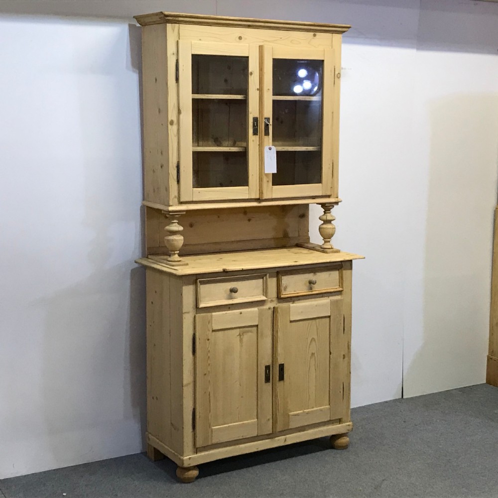 NARROW ANTIQUE PINE GLAZED TOP DRESSER View II