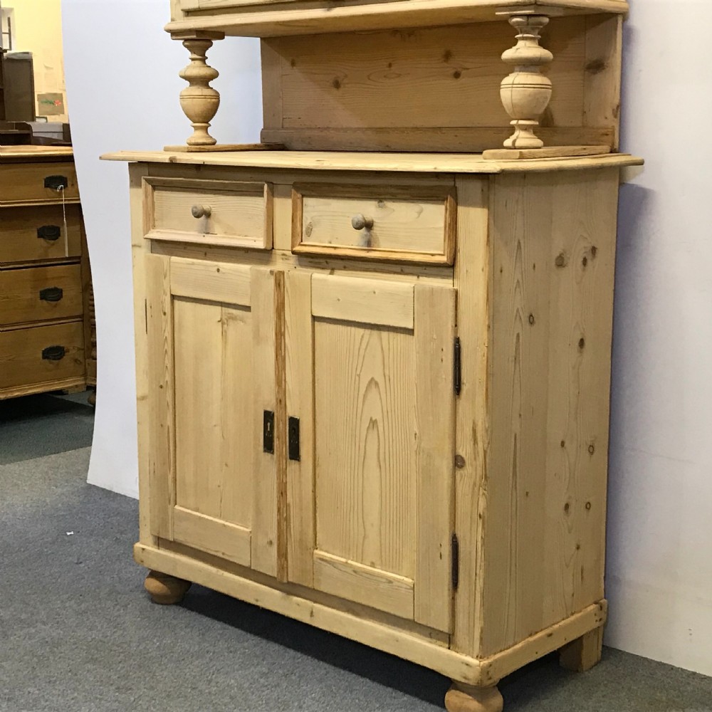 NARROW ANTIQUE PINE GLAZED TOP DRESSER View IV