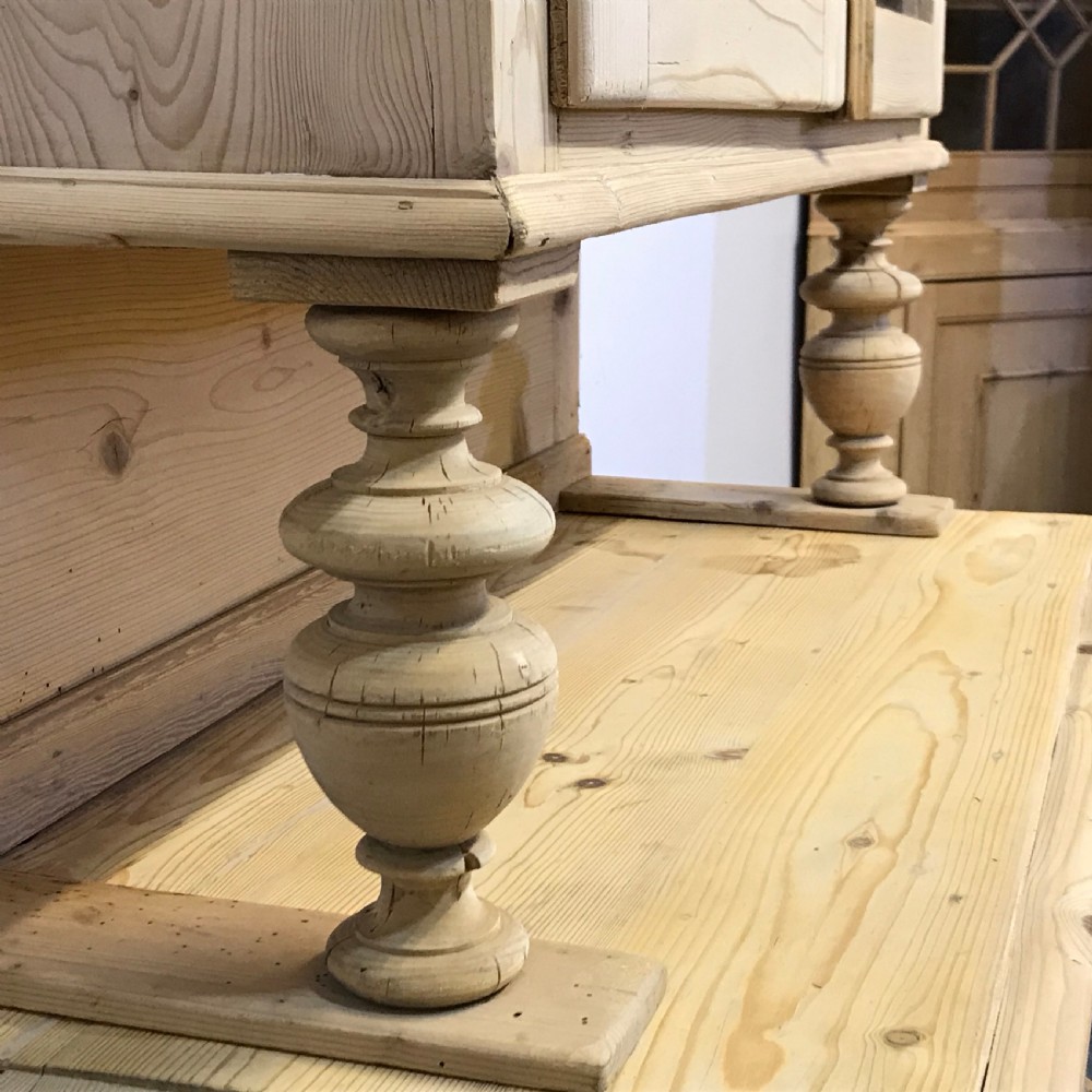 NARROW ANTIQUE PINE GLAZED TOP DRESSER View V