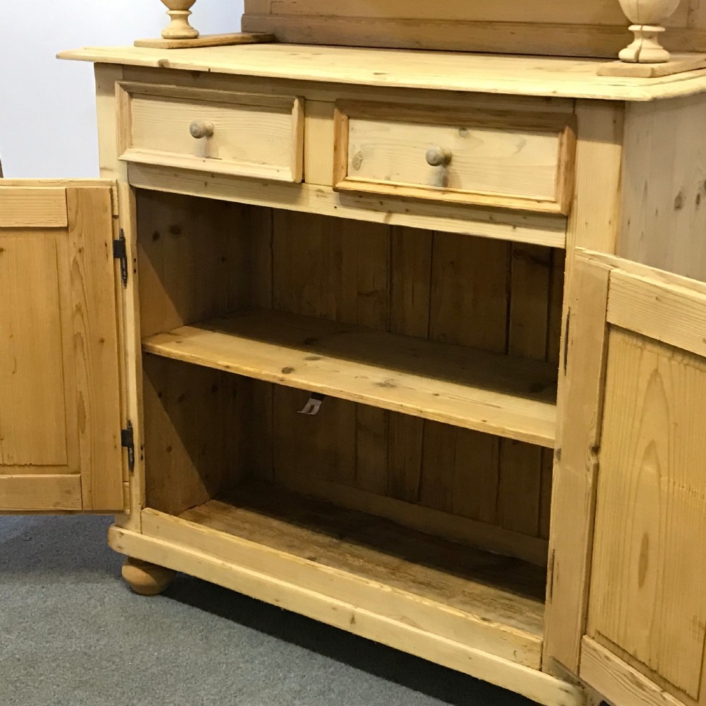 NARROW ANTIQUE PINE GLAZED TOP DRESSER View VII