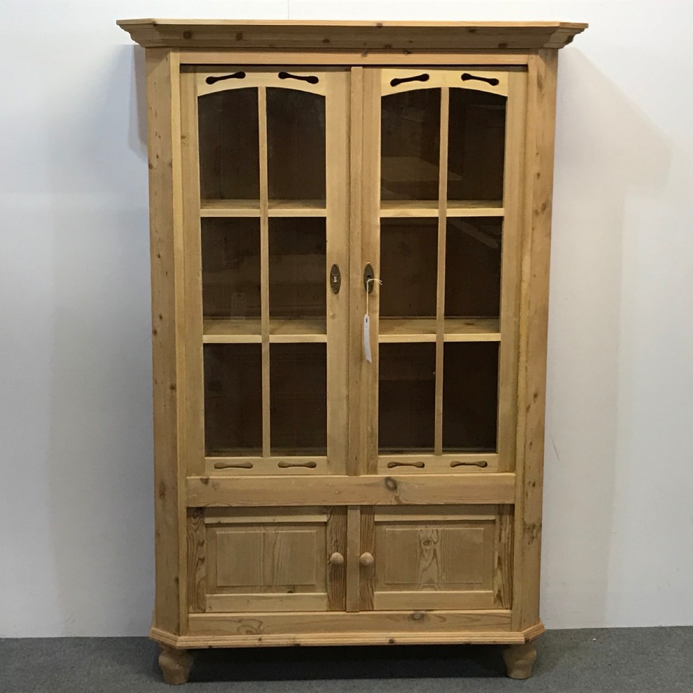 ANTIQUE PINE GLAZED DISPLAY CABINET