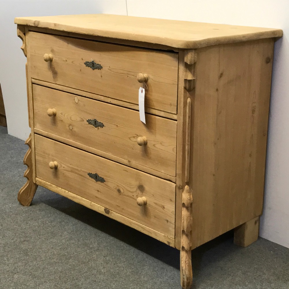 ANTIQUE PINE CHEST OF DRAWERS WITH SHAPED TOP View III