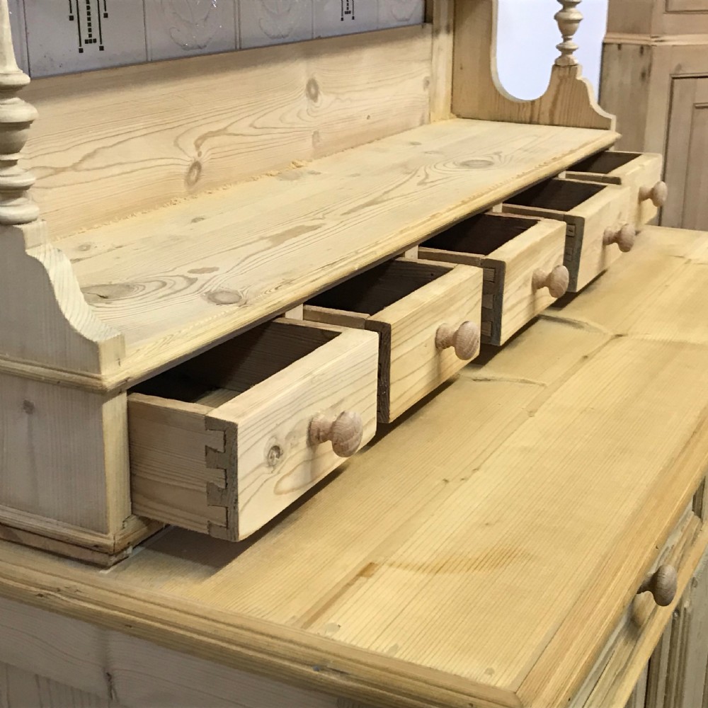 OLD FARMHOUSE KITCHEN SIDEBOARD WITH SMALL DRESSER TOP View V