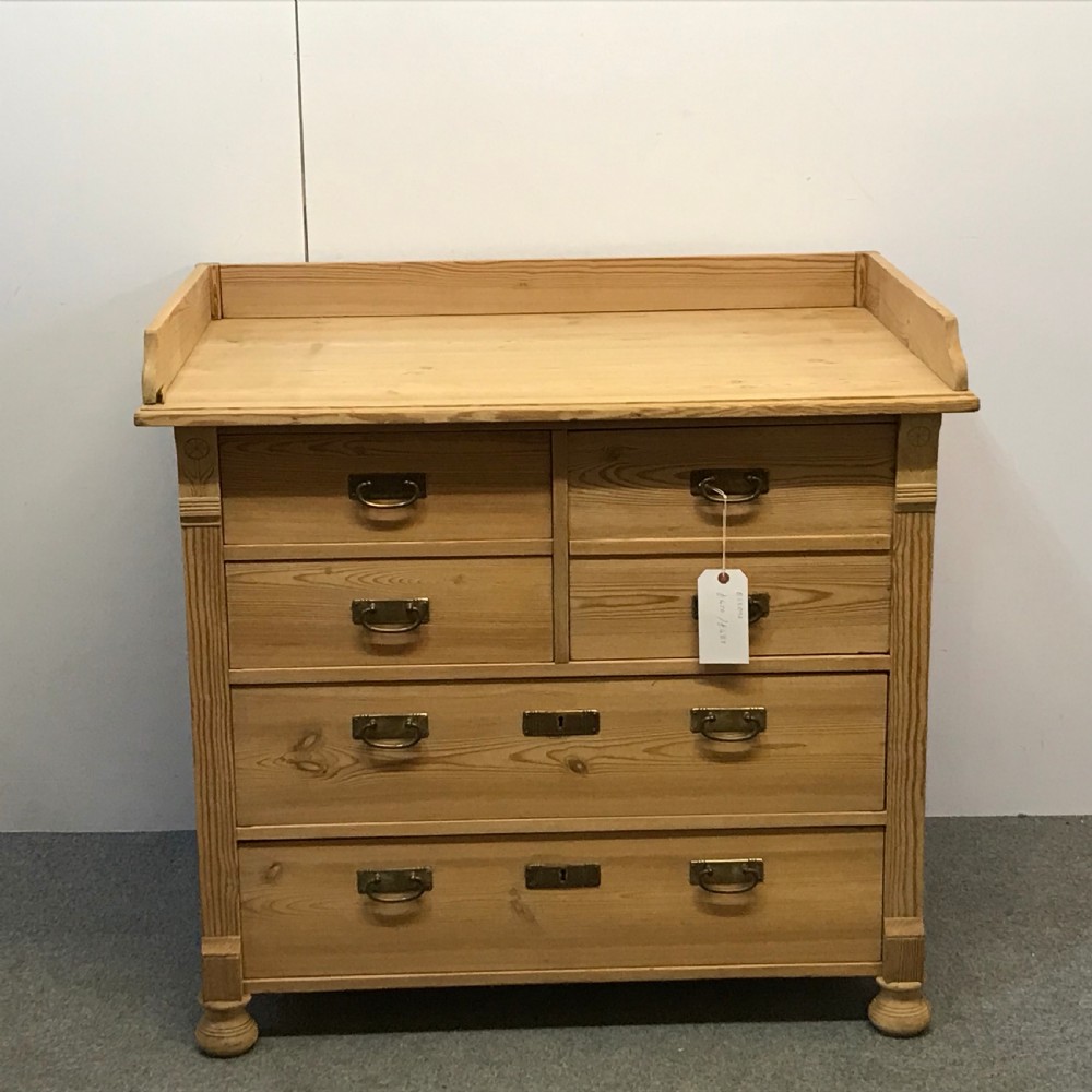 ANTIQUE PINE BANK OF DRAWERS WITH CUPBOARD