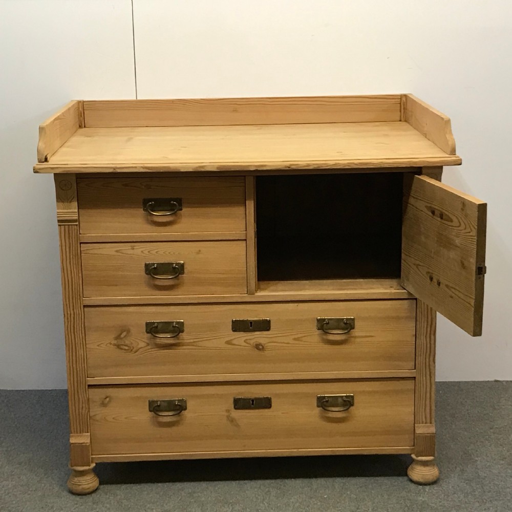 ANTIQUE PINE BANK OF DRAWERS WITH CUPBOARD View IV