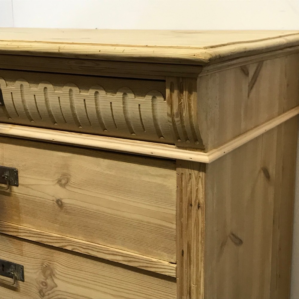 ANTIQUE DANISH PINE CHEST OF DRAWERS View V