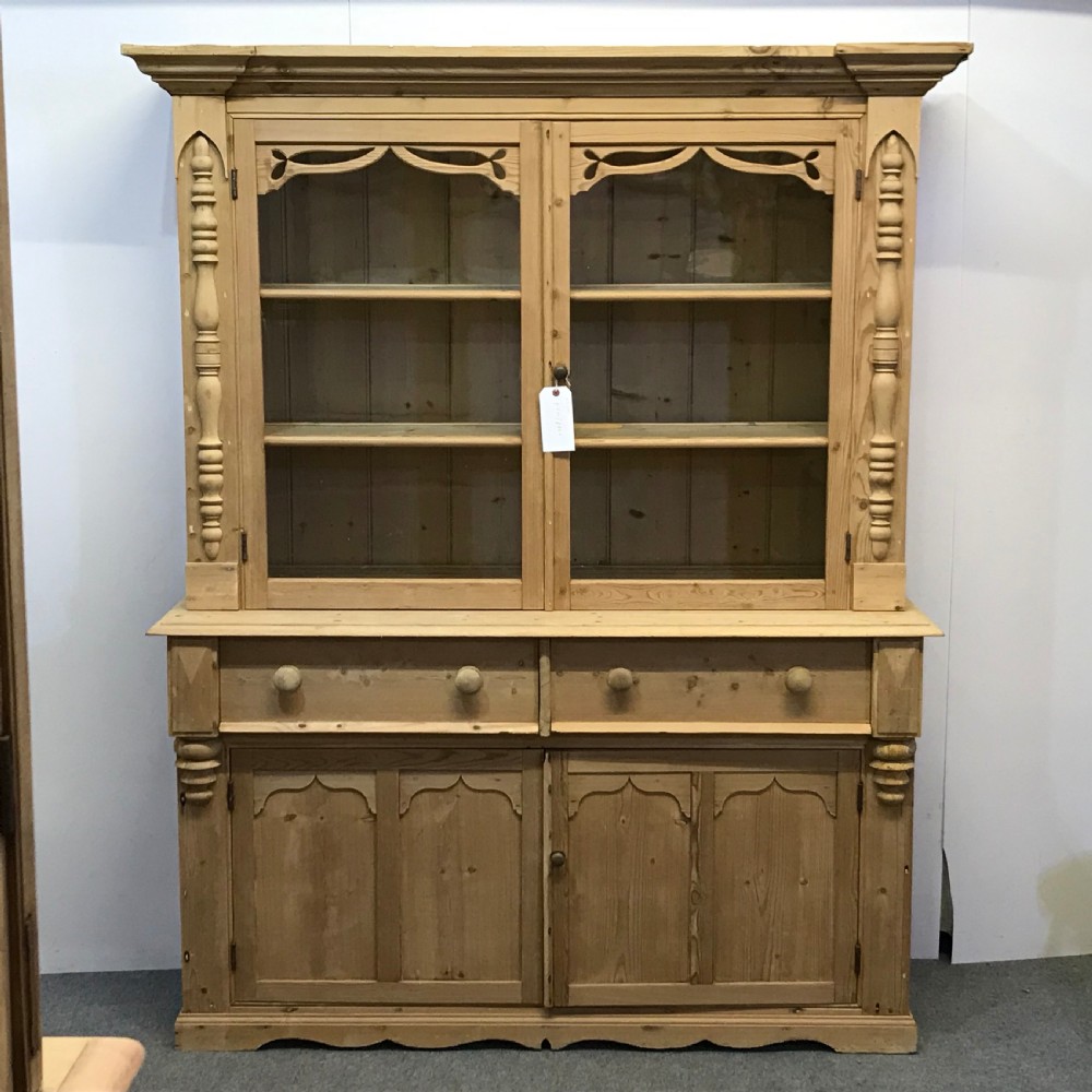 Late Victorian English Pine Glazed Display Dresser