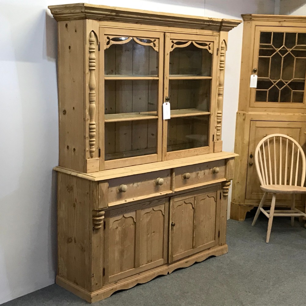 Late Victorian English Pine Glazed Display Dresser View II
