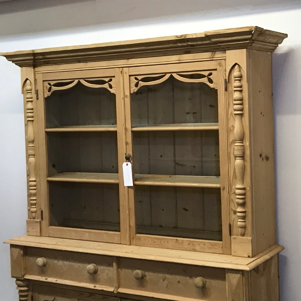 Late Victorian English Pine Glazed Display Dresser View III