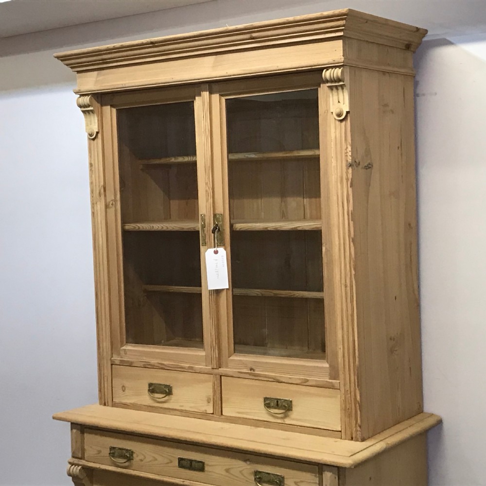 ANTIQUE PINE DISPLAY CABINET AND DRAWERS View III