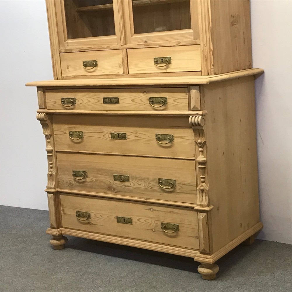 ANTIQUE PINE DISPLAY CABINET AND DRAWERS View IV