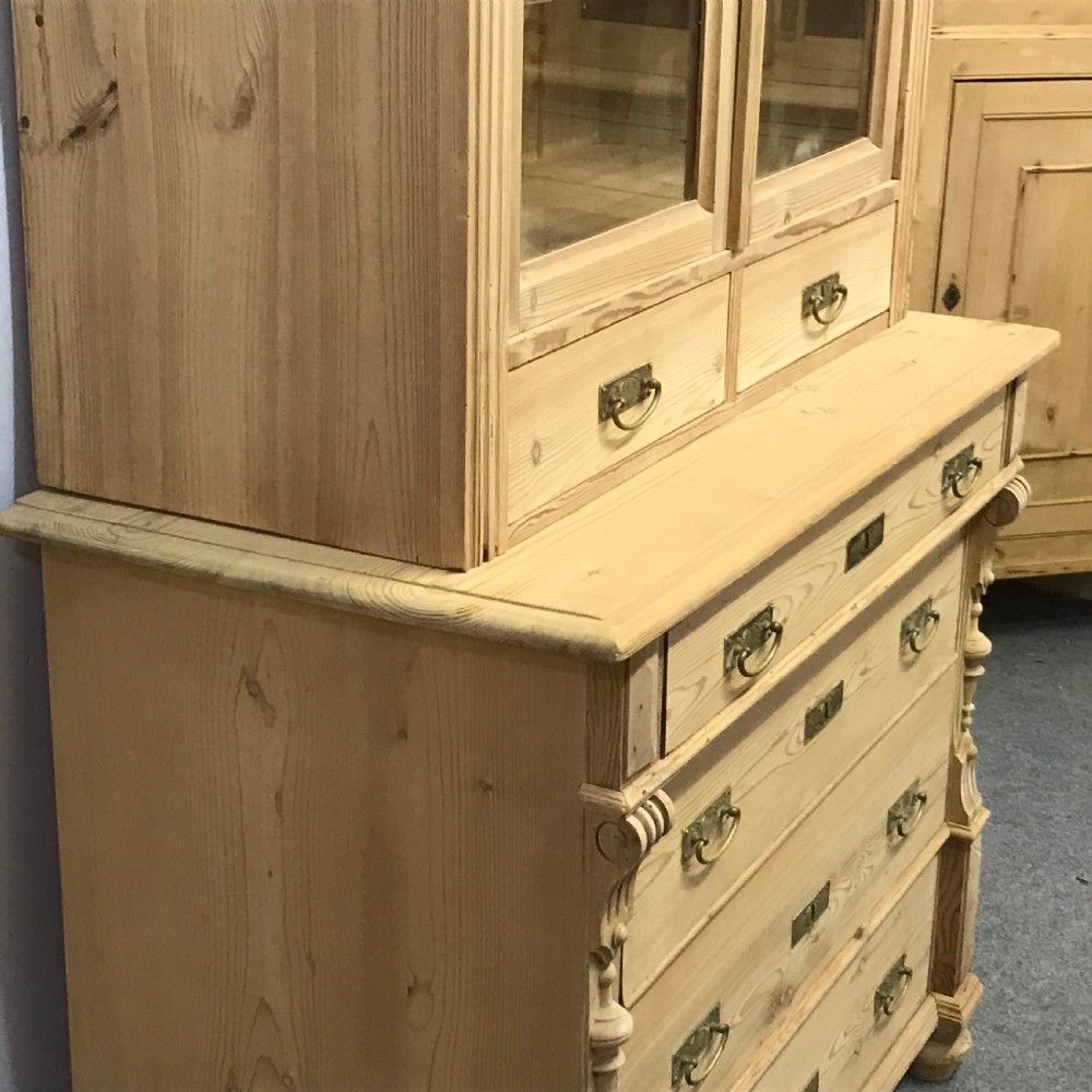 ANTIQUE PINE DISPLAY CABINET AND DRAWERS View VI