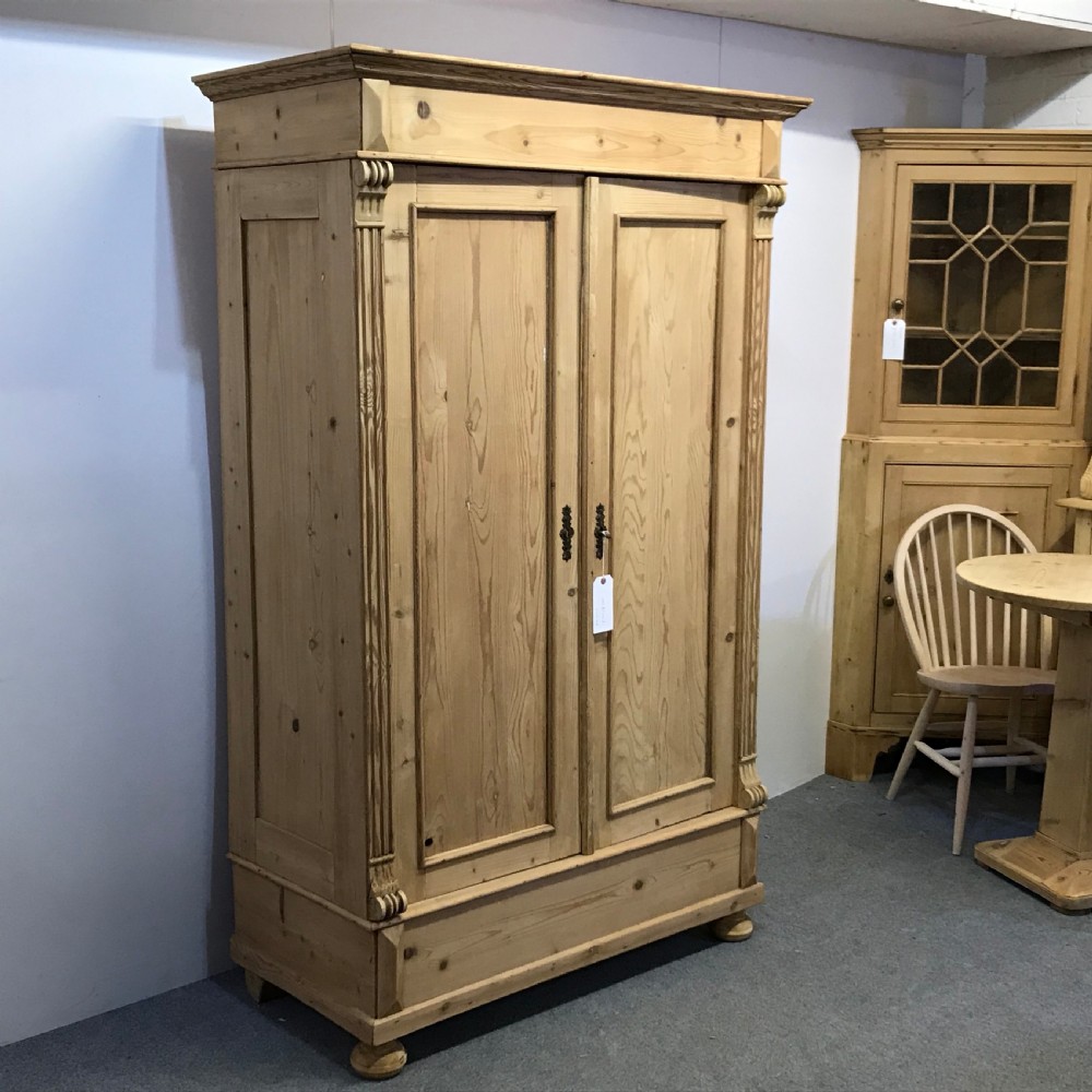 SMALL SLENDER ANTIQUE PINE DOUBLE WARDROBE (DISMANTLES) View II