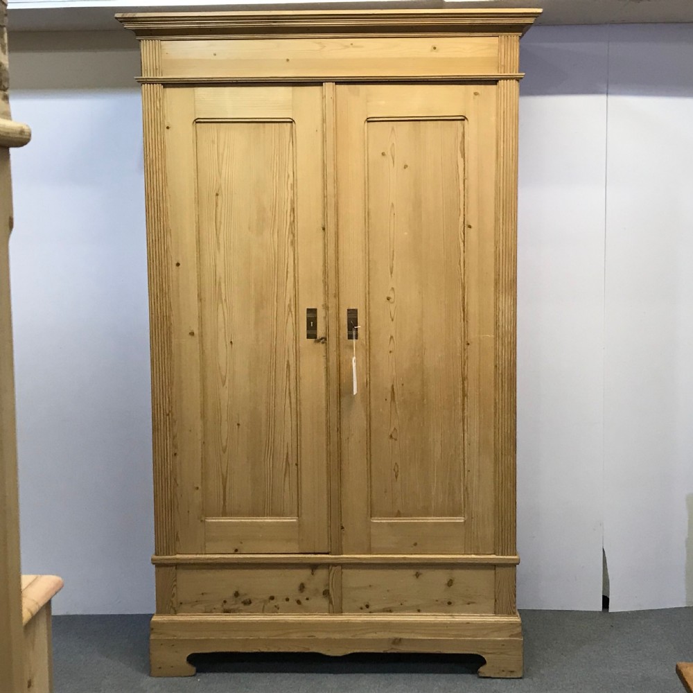 VERY TALL & DEEP ANTIQUE ENGLISH PINE DOUBLE WARDROBE (DISMANTLES)