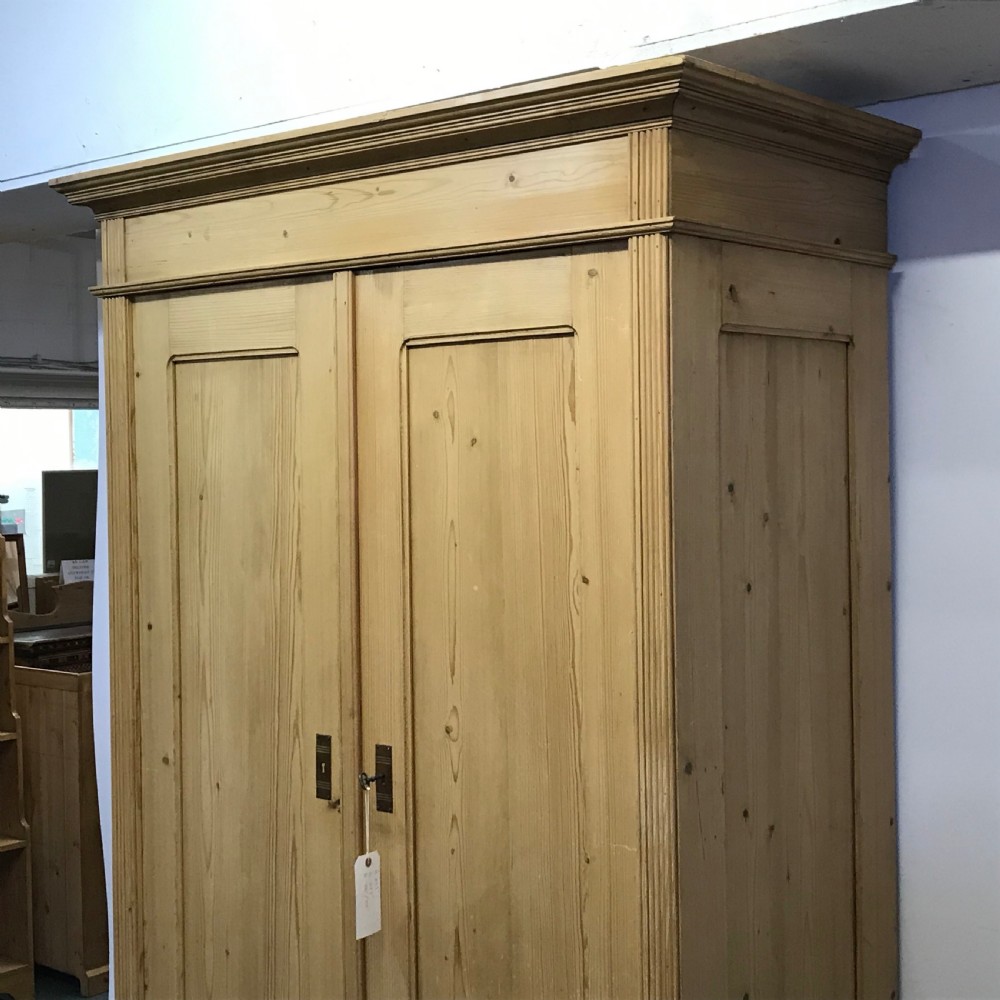 VERY TALL & DEEP ANTIQUE ENGLISH PINE DOUBLE WARDROBE (DISMANTLES) View III