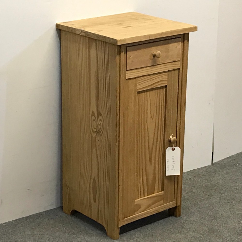 SLIM ANTIQUE PINE BEDSIDE POT CUPBOARD View II