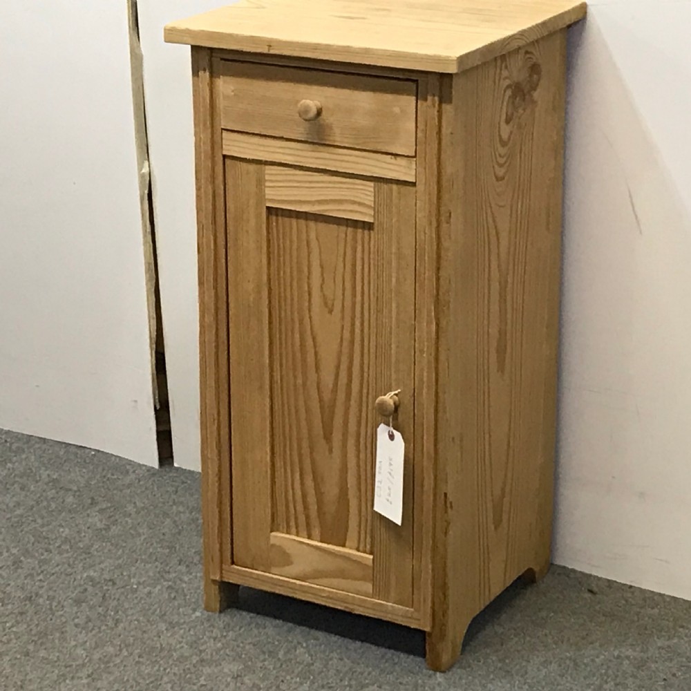 SLIM ANTIQUE PINE BEDSIDE POT CUPBOARD View III