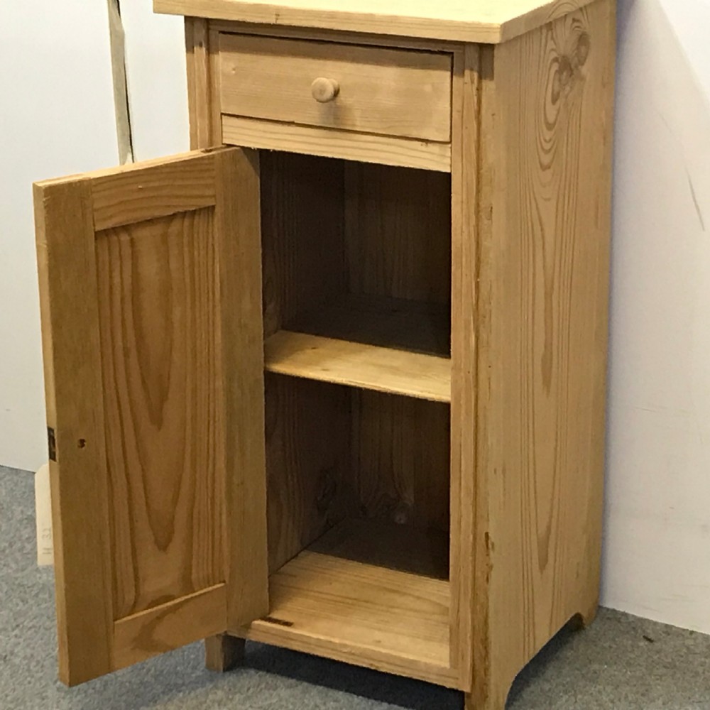 SLIM ANTIQUE PINE BEDSIDE POT CUPBOARD View IV