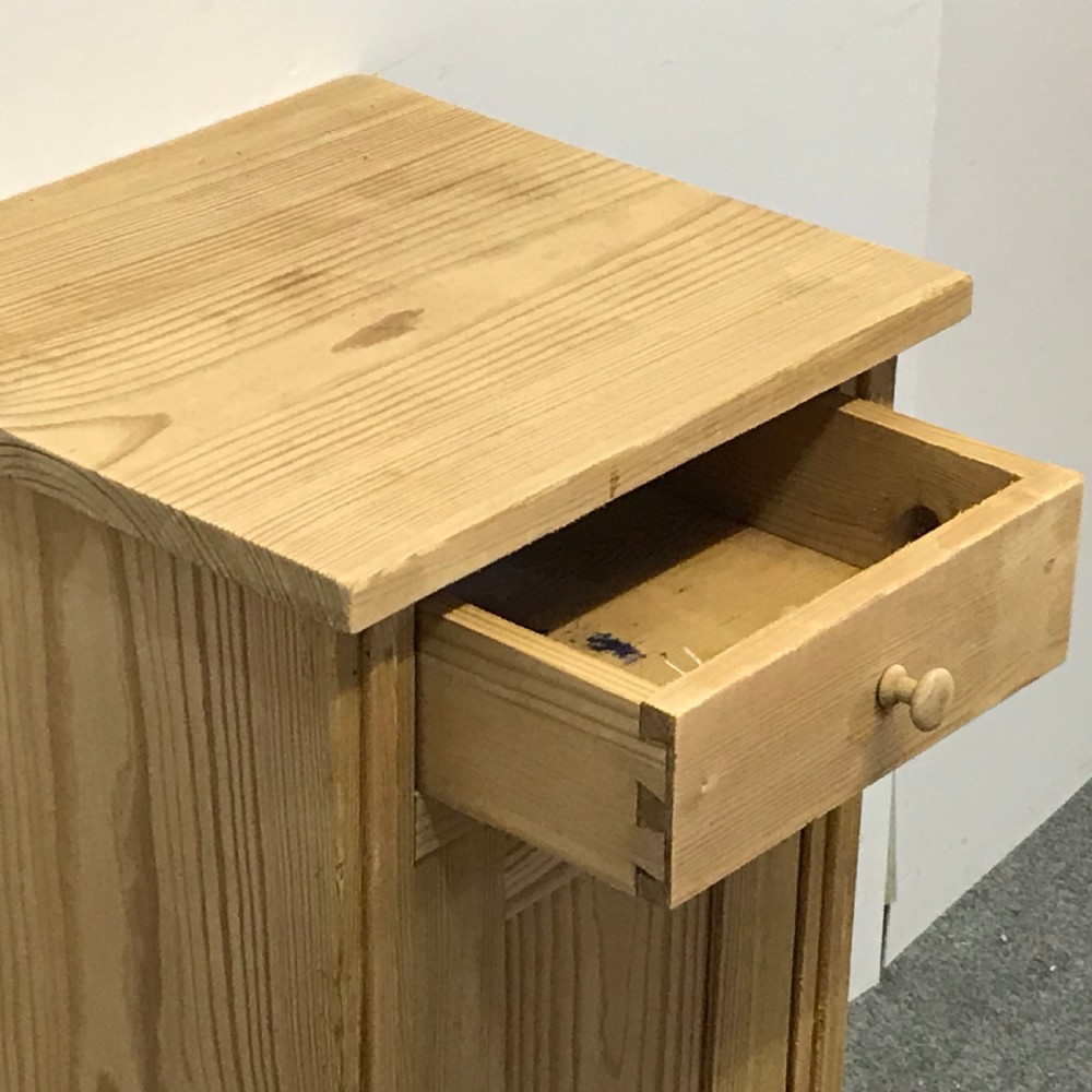 SLIM ANTIQUE PINE BEDSIDE POT CUPBOARD View V