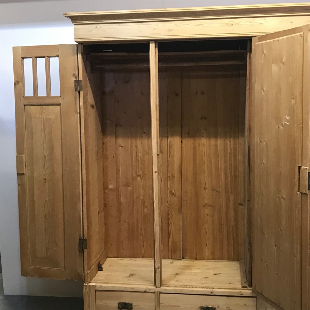 Large Triple Antique Pine Wardrobe (dismantles) View VIII