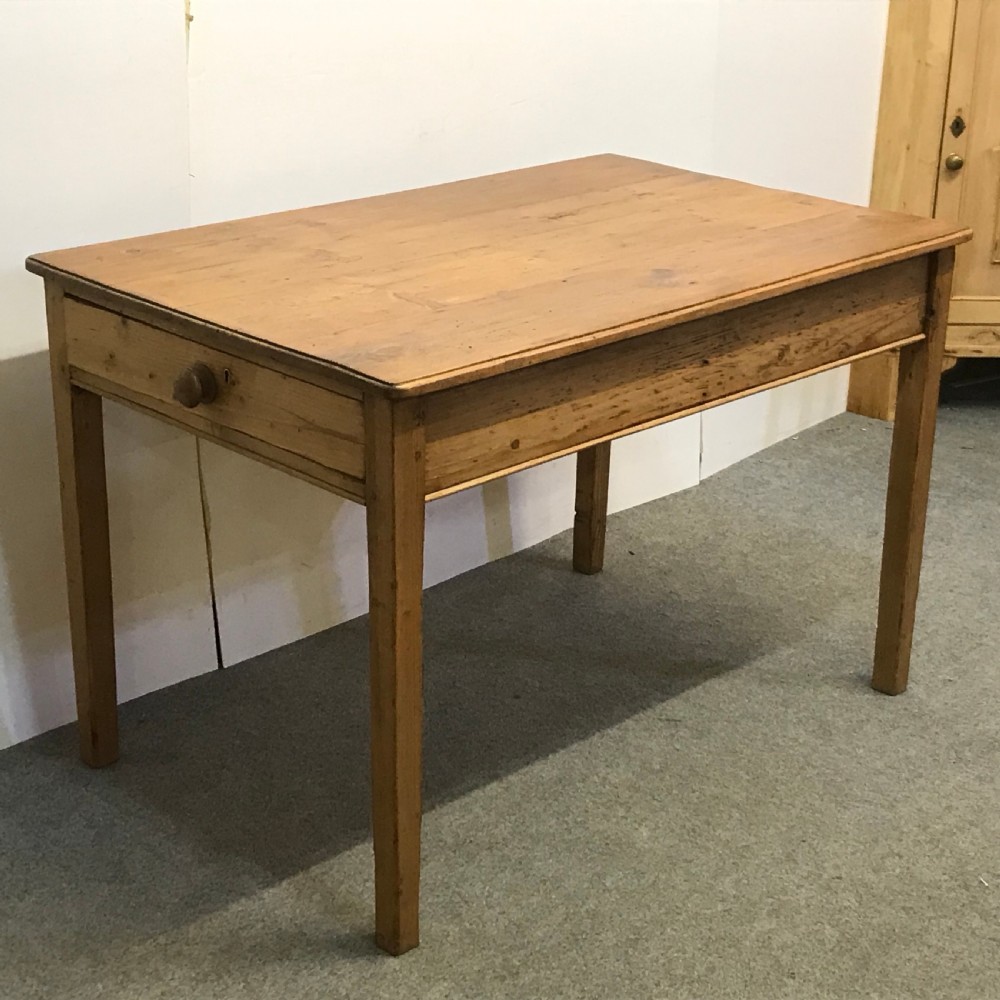 SMALL OLD ENGLISH PINE KITCHEN TABLE WITH DRAWERS View II