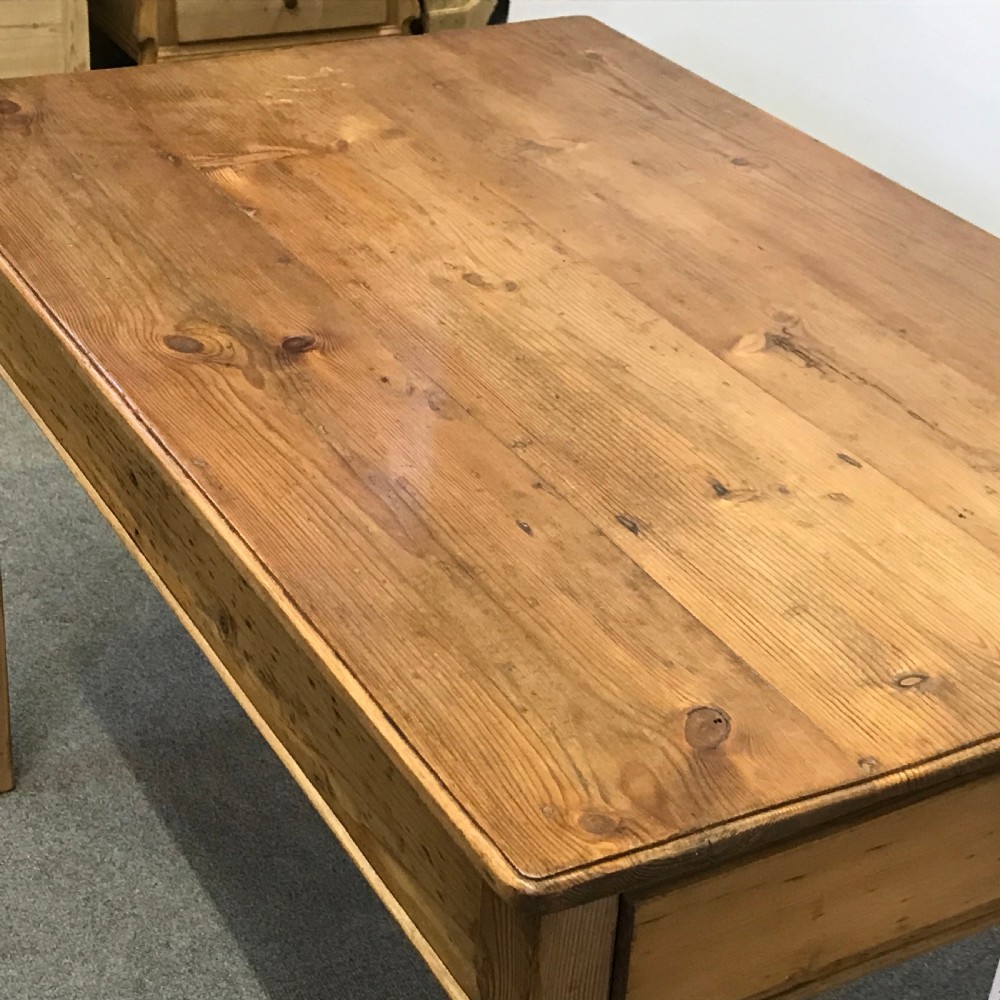 SMALL OLD ENGLISH PINE KITCHEN TABLE WITH DRAWERS View VII