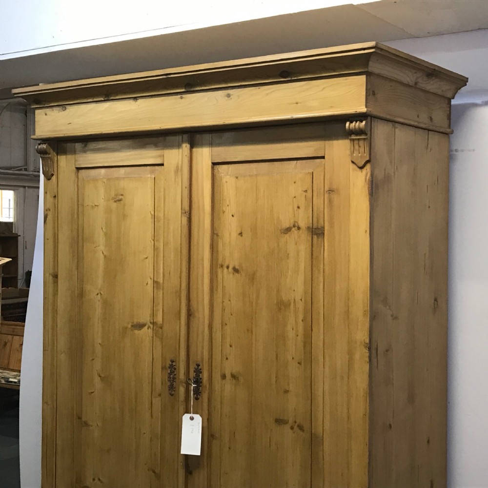 WAXED ANTIQUE PINE DOUBLE WARDROBE (DISMANTLES) View III