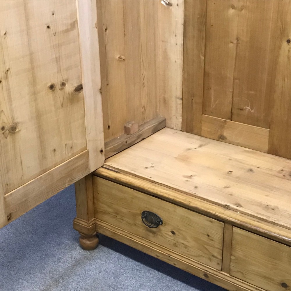 WAXED ANTIQUE PINE DOUBLE WARDROBE (DISMANTLES) View VII