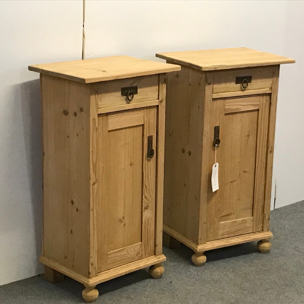 PAIR OF TALL ANTIQUE PINE BEDSIDE CUPBOARDS  View II