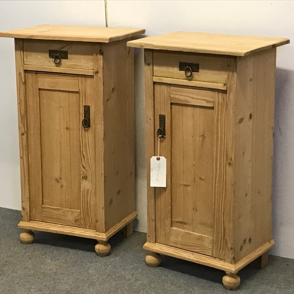 PAIR OF TALL ANTIQUE PINE BEDSIDE CUPBOARDS  View III