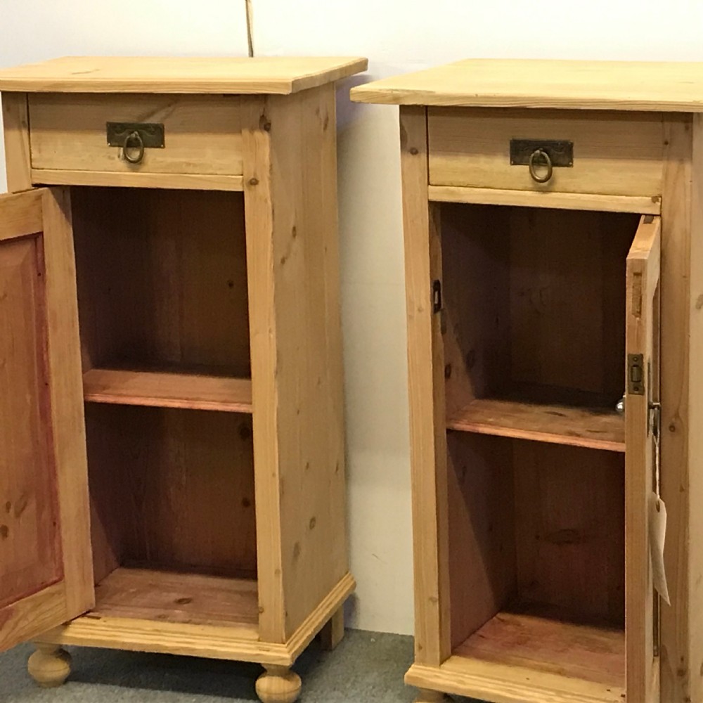 PAIR OF TALL ANTIQUE PINE BEDSIDE CUPBOARDS  View IV