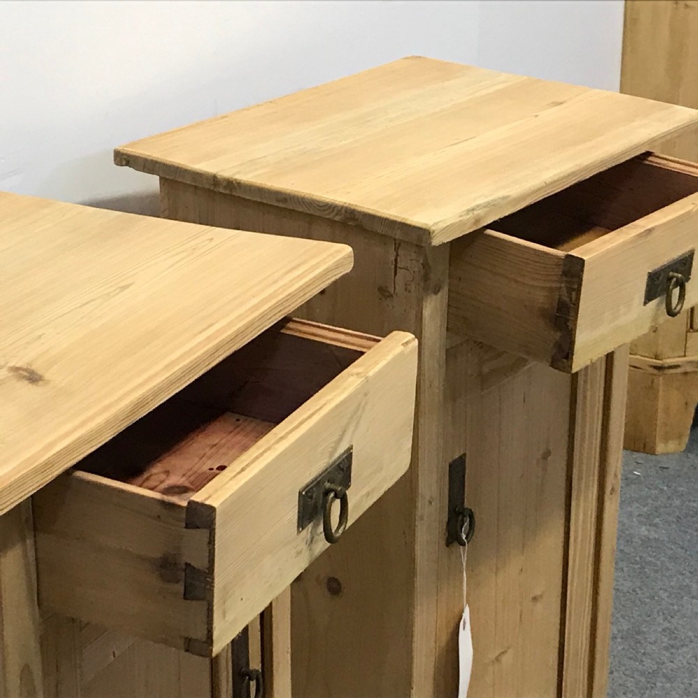 PAIR OF TALL ANTIQUE PINE BEDSIDE CUPBOARDS  View V