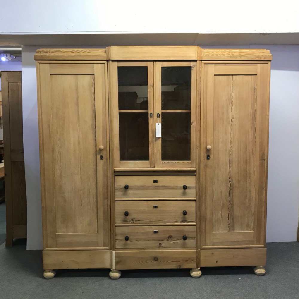 LARGE ANTIQUE PINE COMPACTUM WARDROBE (DISMANTLES)