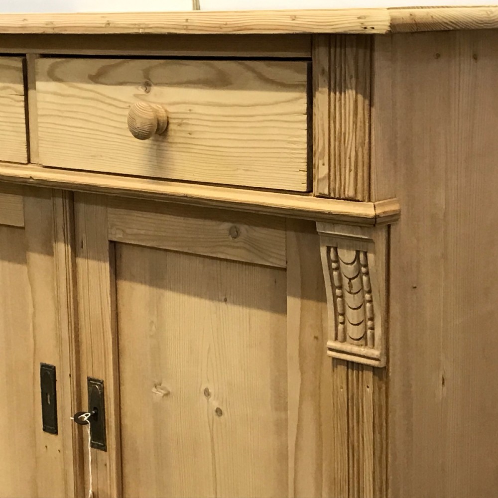 SMALL ANTIQUE PINE CUPBOARD WITH 2 DRAWERS View V