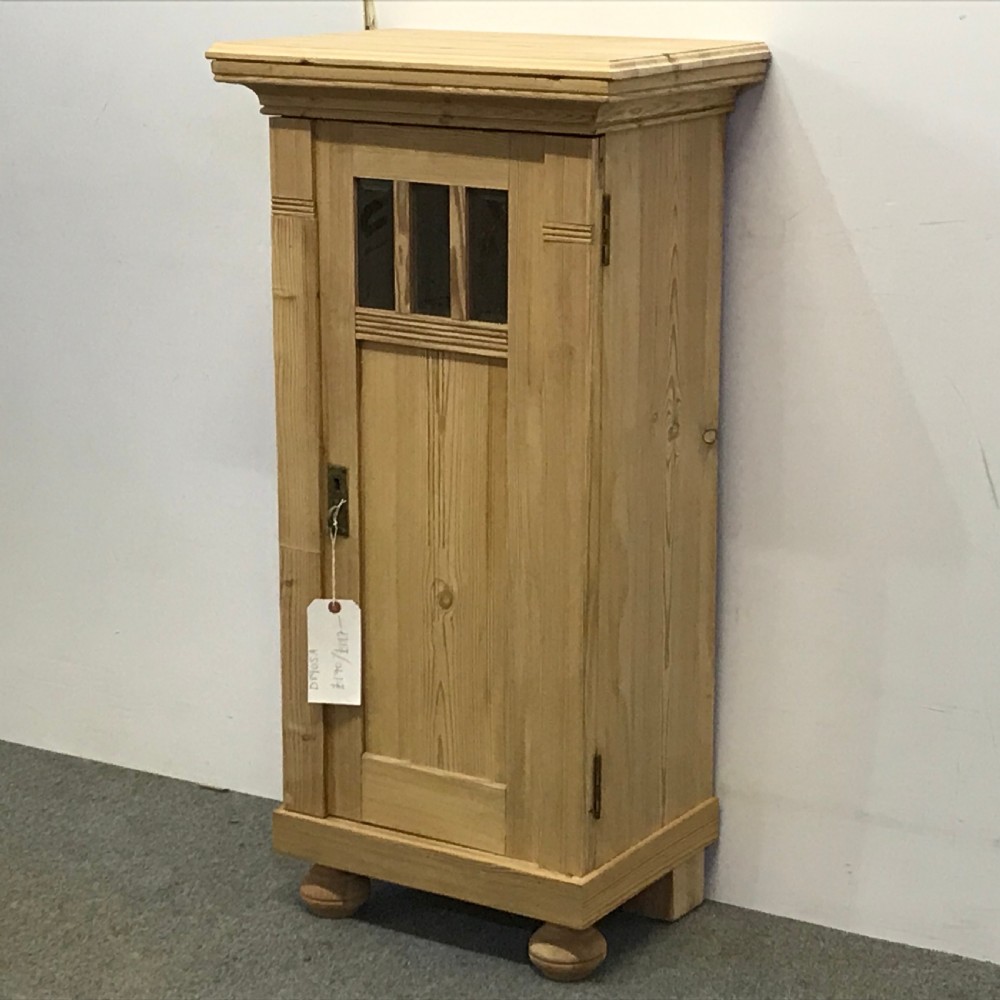 TALL PARTLY GLAZED ANTIQUE PINE BEDSIDE CUPBOARD View III