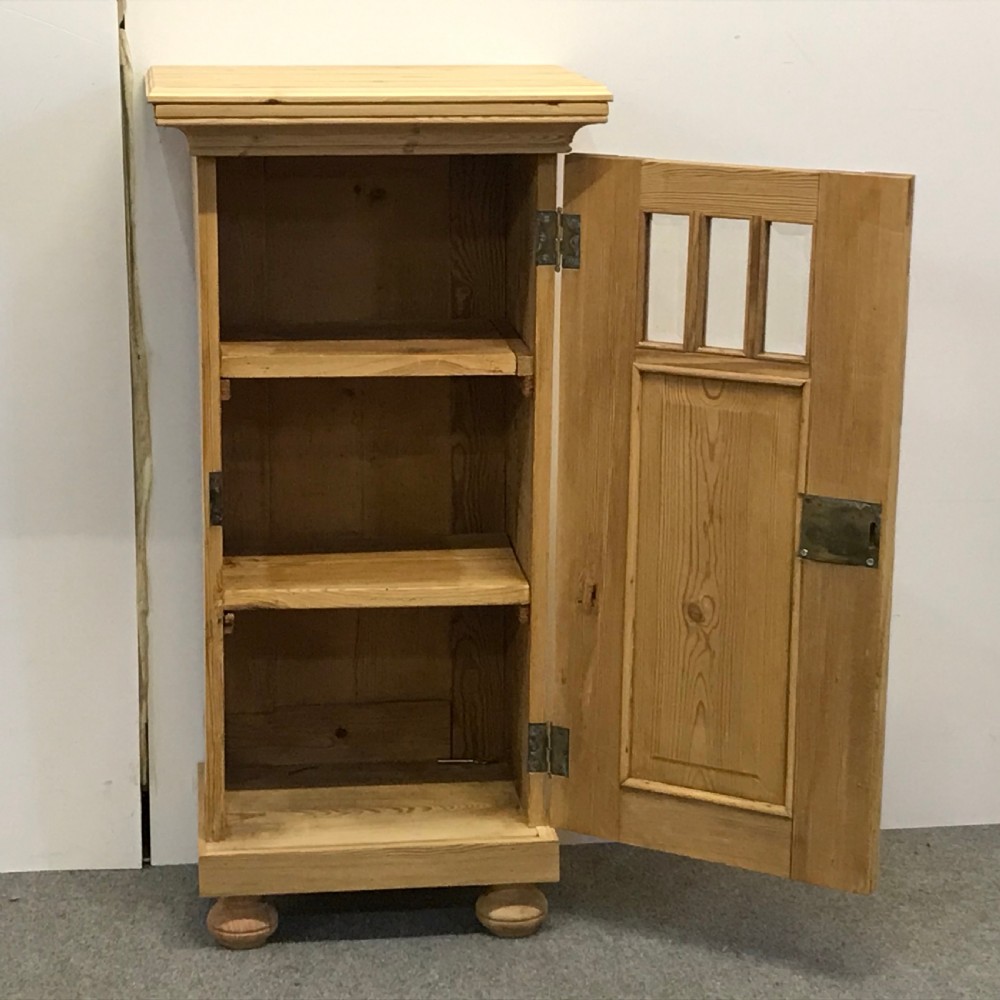 TALL PARTLY GLAZED ANTIQUE PINE BEDSIDE CUPBOARD View IV