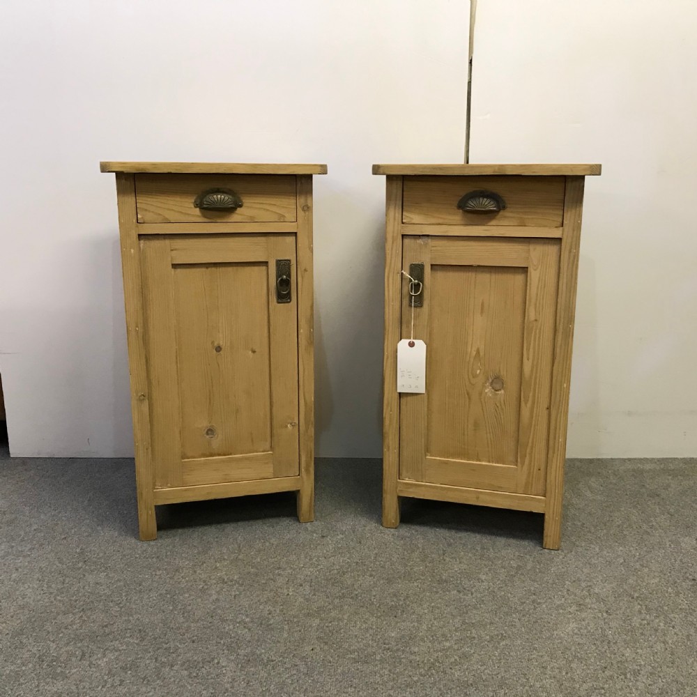 PAIR OF ANTIQUE PINE BEDSIDE POT CUPBOARDS