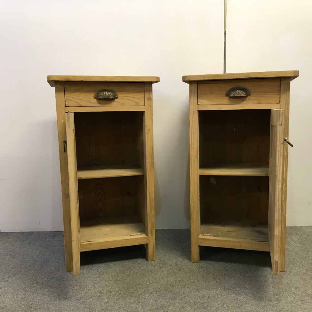 PAIR OF ANTIQUE PINE BEDSIDE POT CUPBOARDS View V